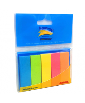 Banderitas MemoTip 1.5 x 5 cm. C/250 marca Janel