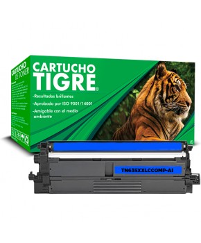 Cartucho de Toner Tigre TN635XXLC Cyan Calidad Estándar de Extra Alto rendimiento para 6,500 páginas.