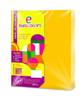 Papel de Color tamaño Carta 75g C/100 Hojas marca Eurocolors