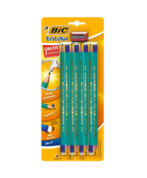 Lápiz de Grafito N2 Evolution Verde Hexagonal C/8 marca Bic
