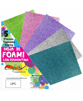 Foamy Carta Diamantina Colores Surtidos C/5 marca Confeti