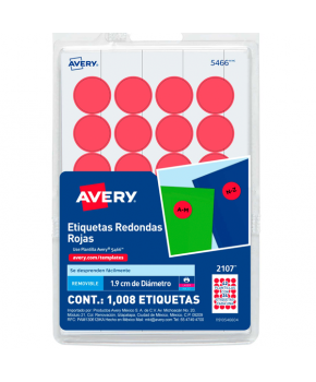 Etiqueta Redonda Laser-Jet Rojo 3/4 marca Avery