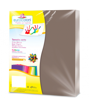 Papel Carta Gris 75 gms. C/100 marca Eurocolors