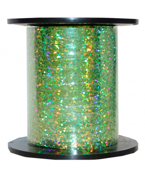 Rollo Listón Curling Holográfico Verde Limon 0.5 cm x 200m marca Celosa