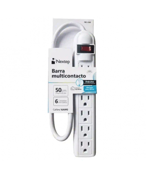 Multicontacto 6 Contactos Aterrizado Supresor 490J Cable de 50 cm marca Nextep
