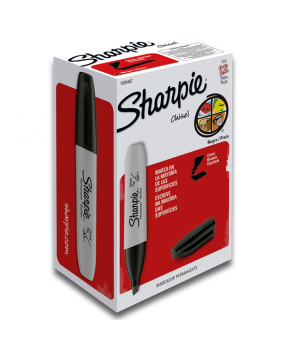Marcador Permanente Negro Punta Cincel C/12 marca Sharpie