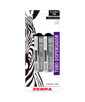 Puntillas HB .5mm C/2 Tubo C/12 piezas marca Zebra