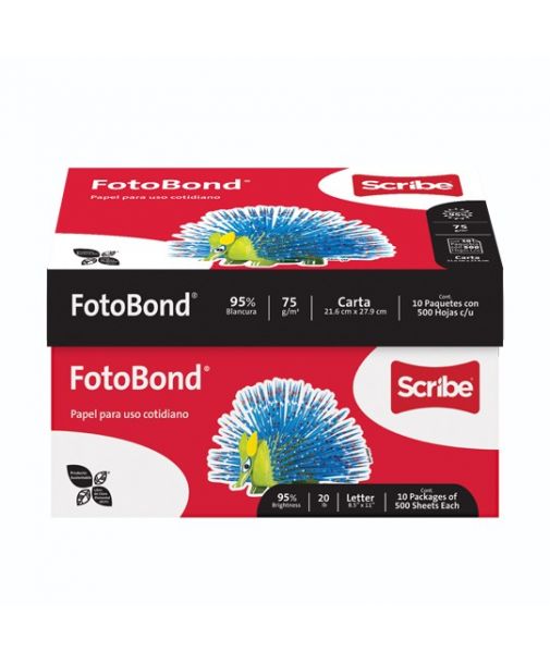 Caja de Hojas de maquina tamaño carta c/5,000 marca Scribe Fotobond.