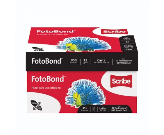 Caja de Hojas de maquina tamaño carta c/5,000 marca Scribe Fotobond.