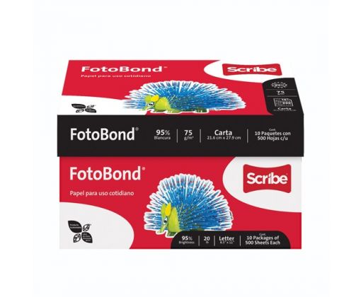 Caja de Hojas de maquina tamaño carta c/5,000 marca Scribe Fotobond.