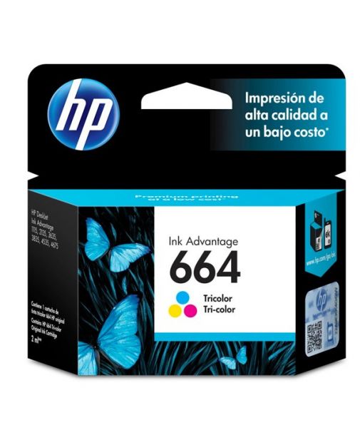 Cartucho de Tinta HP 664 (F6V28AL) Tricolor Original para 100 páginas. |  Cad Toner. El Más Grande!