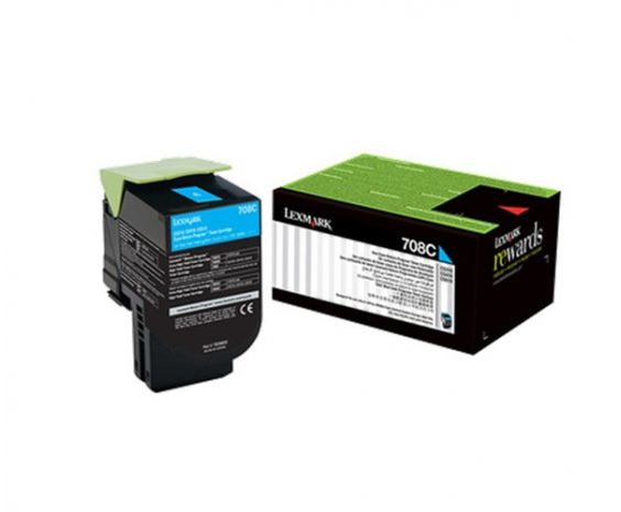 Toner Original Lexmark 708C Cyan Rendimiento Estandar para 1000 paginas