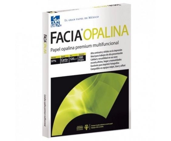PAPEL FACIA OPALINA BLANCA CARTA 120 G/M2 PAQ. C/100