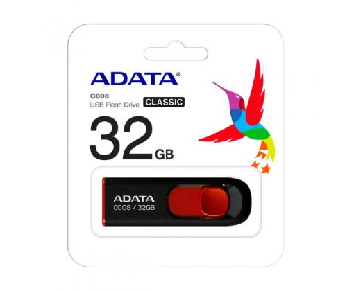 MEMORIA USB RETRACTIL 2.0 ADATA DE 32GB COLOR NEGRO/ROJO