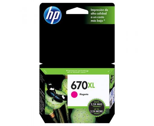Cartucho de Tinta HP 670XL (CZ119AL) Magenta Original de Alto rendimiento  para 750 páginas. | Cad Toner. El Más Grande!