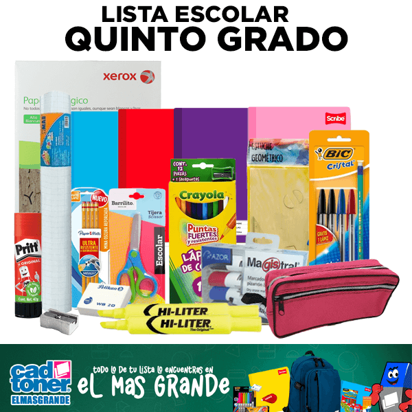 Lista escolar quinto grado de primaria