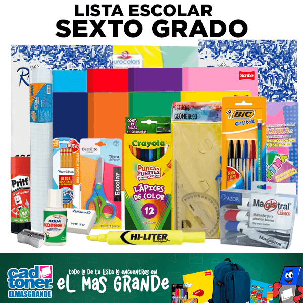 Lista escolar sexto grado de primaria